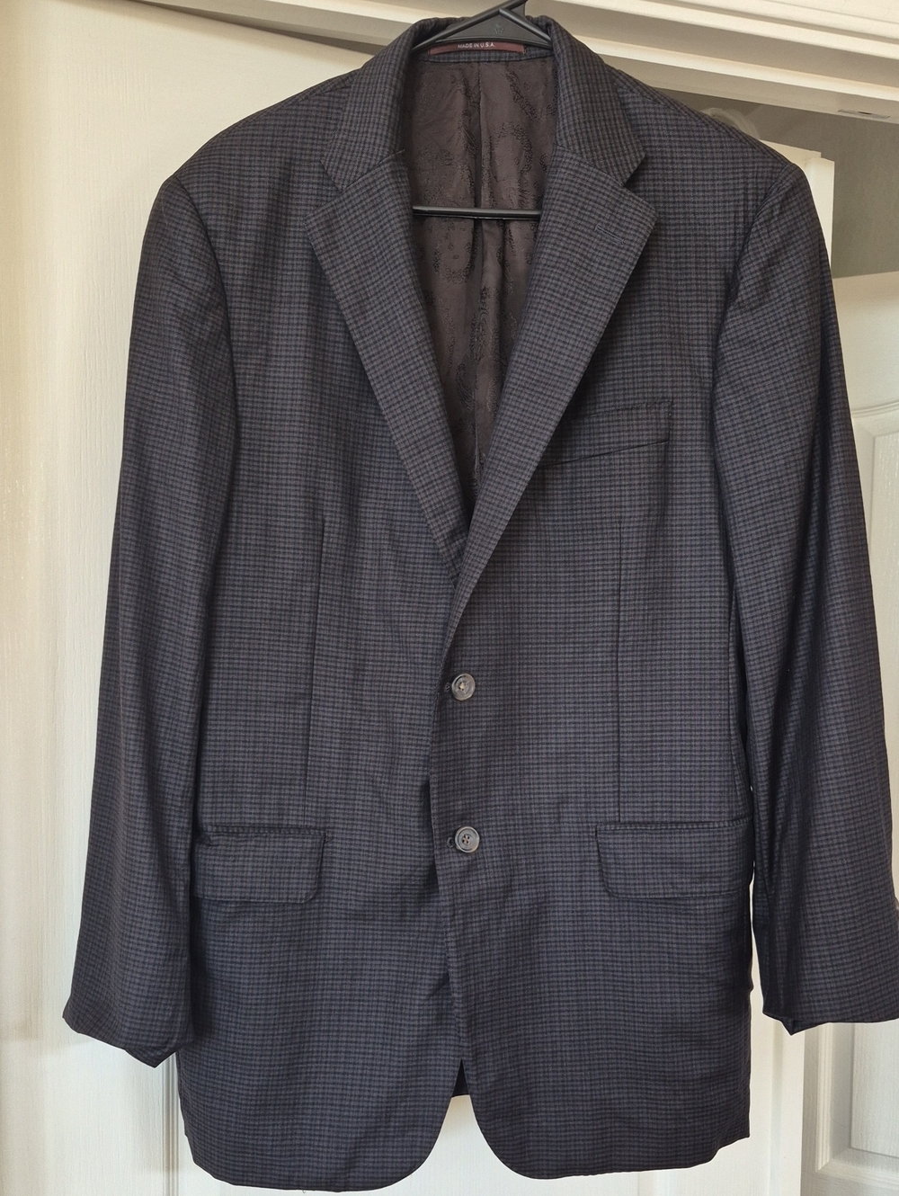 Hickery Freeman For Nordstrom Workers United Grid Pattern Blazer Sz 40R